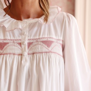 Nightingale Women's Dress Long Sleeves Moonstone with Kir Royale Hand Smocking Nightingale Women's Dress Long Sleeves Moonstone with Kir Royale Hand Smocking
